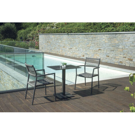 Sedia Padova Contract In Alluminio Grigio Antracite E Wicker Grigio Antracite Moia