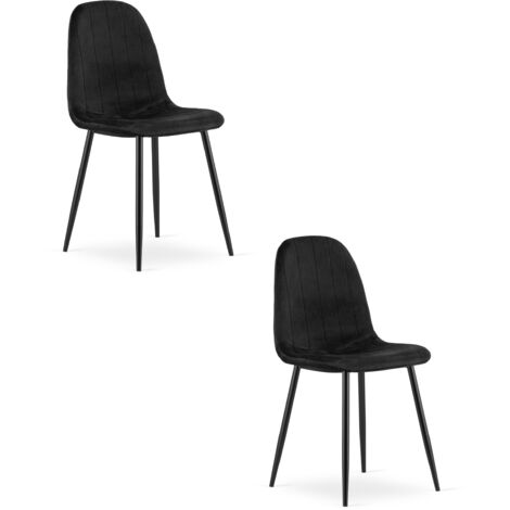 Sedia PADVA - velluto nero / gambe nere x 2