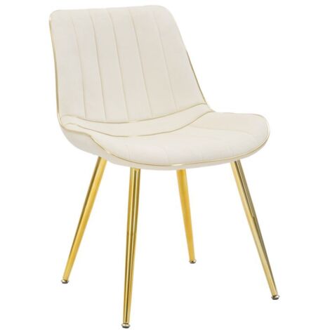 Sedia "Paris" in poliestere gambe in metallo color oro per interni -Crema / Set da 2