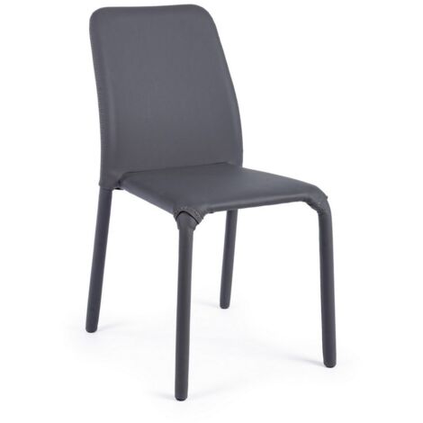 Sedia "Pathos" con struttura e gambe in acciaio, per arredo interno 42 x 61 x h 85,5 cm -Confezione da 1 pezzo