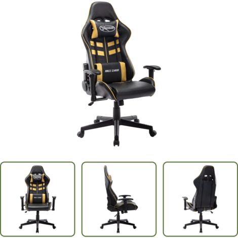 Sedia per computer -  Sedia da Gaming Nera e Oro in Similpelle