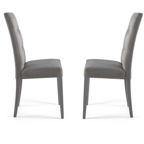 Sedia per cucina in tessuto alcantara Grigio DOUGLAS set 2 pezzi