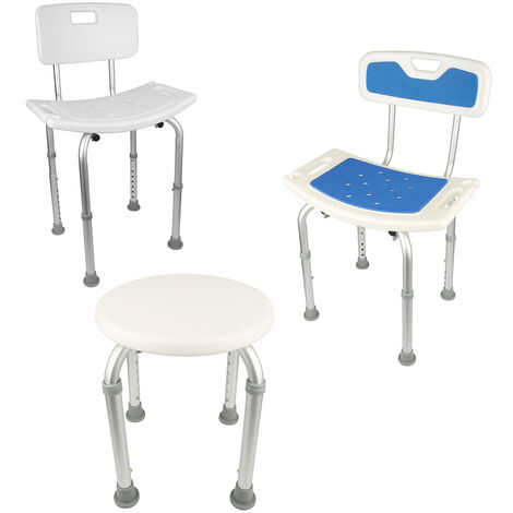 Sedia per doccia con schienale, altezza regolabile 51x26x71-83cm Blu e bianco