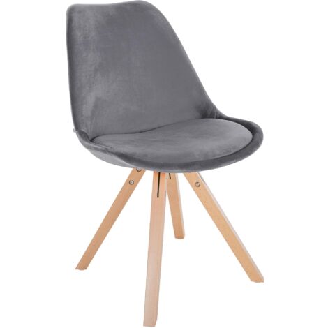 Sedia per sala da pranzo x1 in stile scandinavo in velluto grigio con gambe in legno chiaro 100001473
