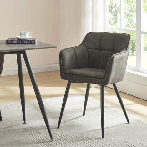 Sedia per Sala Pranzo Birmingham Effetto Velluto Grigio Scuro [en.casa]