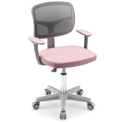 Sedia per scrivania per bambini con altezza regolabile, Sedile girevole a rete Rosa