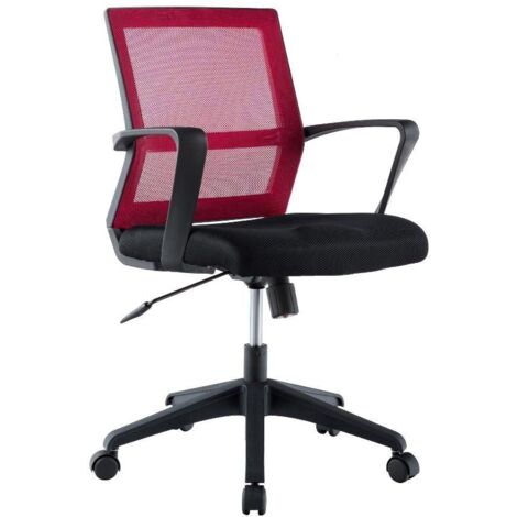 Sedia per Ufficio con Schienale Medio, Design Ergonomico, Rivestimento Nero e Bordeaux, Struttura Robusta e Comfort Ottimale