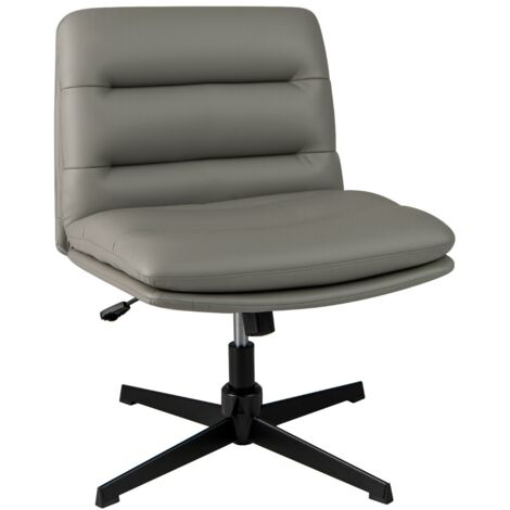 Sedia per ufficio con sedile e schienale confortevoli, Poltrona in pelle sintetica senza braccioli con base ad incrocio Grigio