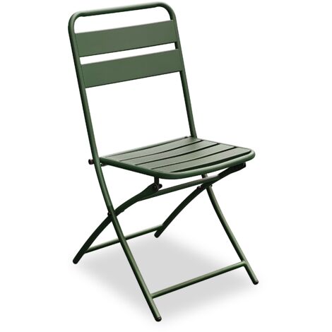 SEDIA PIEGHEVOLE DA GIARDINO ESTERNO VERDE OLIVA A LISTELLI 44X54X85 CM RIGAMONT