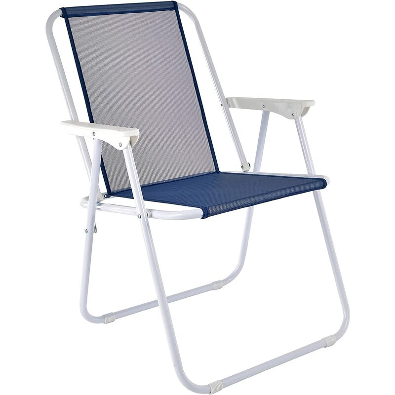 Chaise pliante pour la mer, le camping, le jardin, la plage, la piscine, l’extérieur, pliable, colorée, bleu 52 x 44 x 76 cm