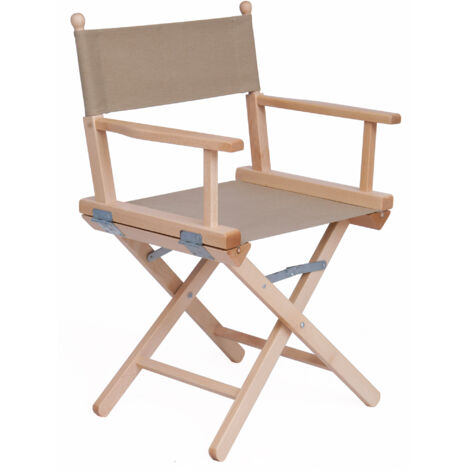 Sedia Pieghevole da Regista 43x60xH88 cm in Legno Naturale Tessuto Corda