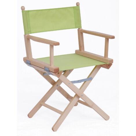 Sedia Pieghevole da Regista 43x60xH88 cm in Legno Naturale Tessuto Verde Acido