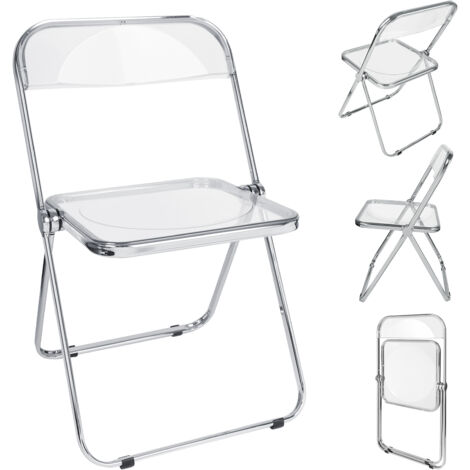 Sedia pieghevole Haloyo®, sedie da ufficio, sedie da giardino, materiale PET, 46x46x75cm, trasparente