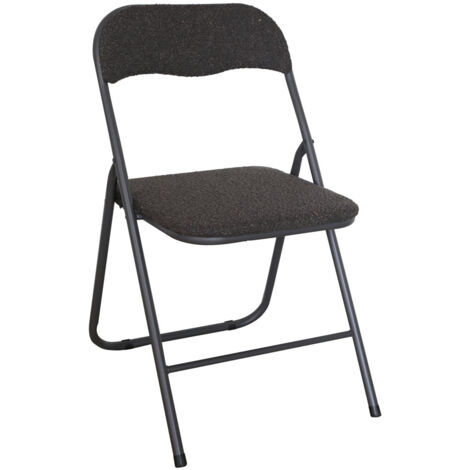 Sedia Pieghevole Imbottita Teddy  in Tessuto Bouclè da Interno Ufficio Casa Resistenti Ferro Leggere Colorate Comode con Schienale Salvaspazio Portatile Grigio