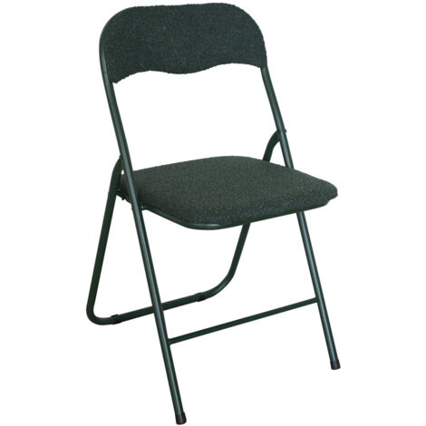 Sedia Pieghevole Imbottita Teddy in Tessuto Bouclè da Interno Ufficio Casa Resistenti Ferro Leggere Colorate Comode con Schienale Salvaspazio Portatile Verde