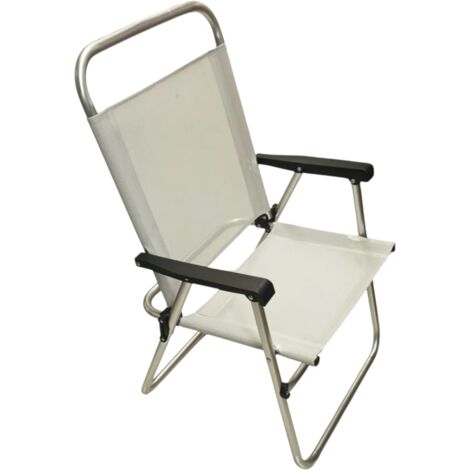 SEDIA PIEGHEVOLE IN ALLUMINIO E TEXTILENE GRIGIO CHIARO