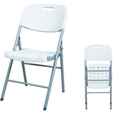 SEDIA PIEGHEVOLE IN HDPE colore bianco gambe in metallo  -