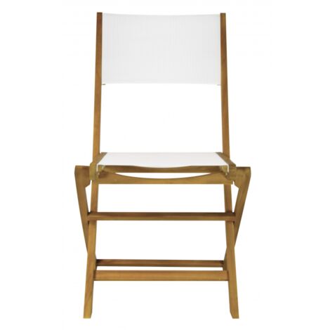 Sedia pieghevole in legno sedile textilene bianco giardino esterno Hiva