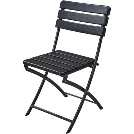 SEDIA PIEGHEVOLE METALWOOD EFFETTO LEGNO ANTRACITE ARREDAMENTO GIARDINO (53502)