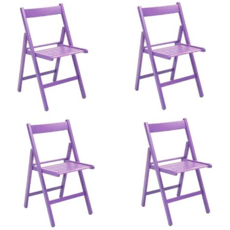Sedia pieghevole salvaspazio in legno lusso colorata VIOLA SET DA 4