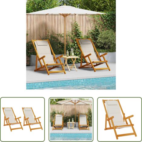 Sedia pieghevole -  Sedia da spiaggia 2 pcs Marrone x Legno massello di acacia