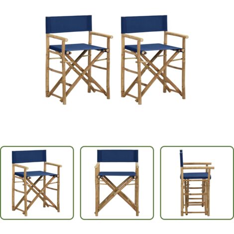Sedia pieghevole -  Sedie da Regista Pieghevoli 2 pz Blu in Bambù e Tela