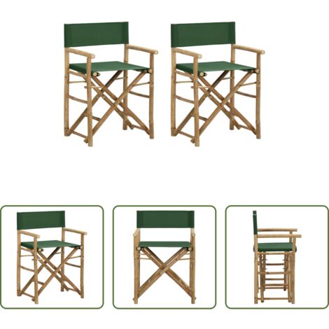 Sedia pieghevole -  Sedie da Regista Pieghevoli 2 pz Verdi in Bambù e Tela