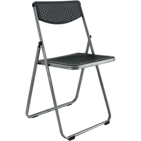 SEDIA PIEGHEVOLE SMARTY SALVASPAZIO METALLO E POLIPROPILENE RICHIUDIBILE SLIM PORTATILE Nero / Grigio