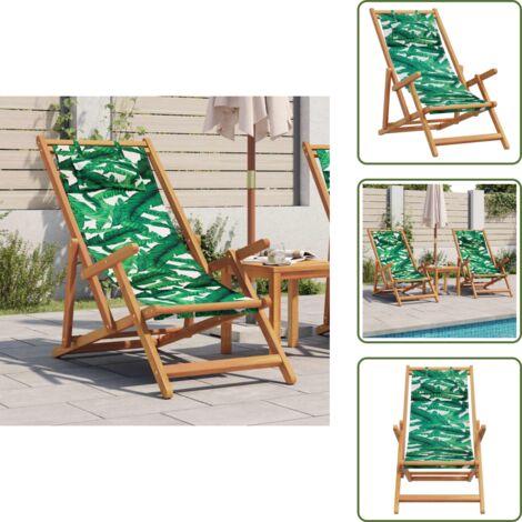 Sedia pieghevole - vidaXL Sedia da Spiaggia Pieghevole Foglie Legno Eucalipto e Tessuto - Sedia da esterno