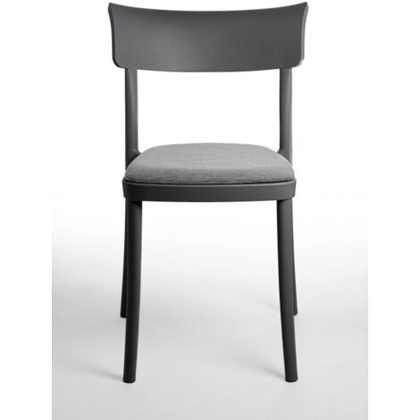 Sedia polipropilene imbottita velluto design moderno per cucina, sala da pranzo e bar - Saretina - 5 Colori COMBINAZIONE SEDIA Ardesia - Cuscino Ciniglia Grigio