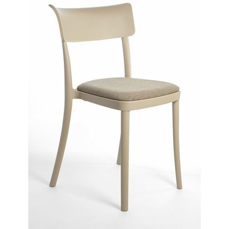 Sedia polipropilene imbottita velluto design moderno per cucina, sala da pranzo e bar - Saretina - 5 Colori COMBINAZIONE SEDIA Cappuccino - Cuscino Beige