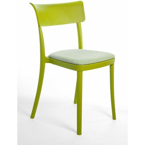 Sedia polipropilene imbottita velluto design moderno per cucina, sala da pranzo e bar - Saretina - 5 Colori COMBINAZIONE SEDIA Verde - Cuscino Ciniglia Verde
