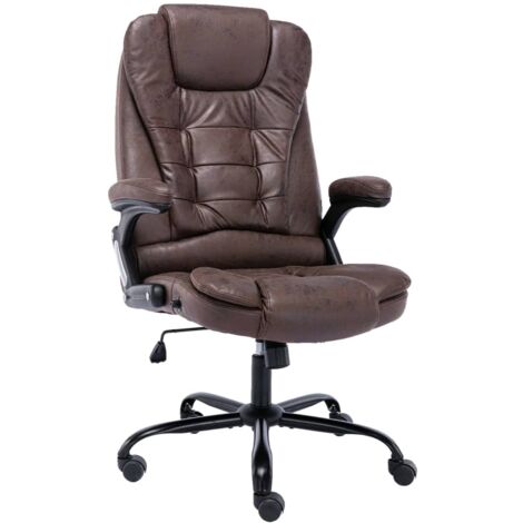 Sedia poltrona computer sede ufficio studio pelle scamosciata marrone scuro similpelle 020024030