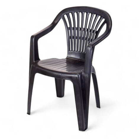 Sedia poltrona da giardino impilabile 56x54x80h cm antracite con schienale resistente