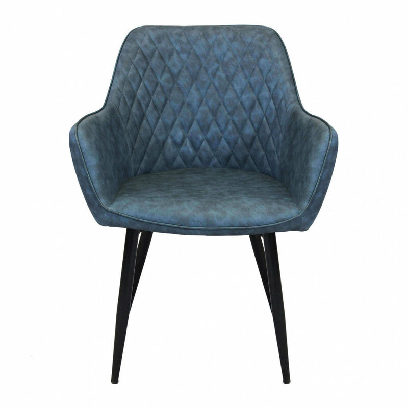 Homeness - Sedia poltrona da interno con struttura in metallo e seduta larga imbottita rivestita in ecopelle Chair xl - Blue