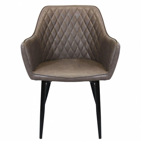 Sedia poltrona da interno con struttura in metallo e seduta larga imbottita rivestita in ecopelle Chair XL -  Brown