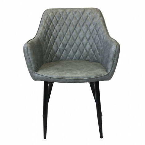 Sedia poltrona da interno con struttura in metallo e seduta larga imbottita rivestita in ecopelle Chair XL -  Grey