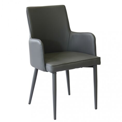 Sedia poltrona da interno in ecopelle con seduta imbottita Francy - DarkGrey