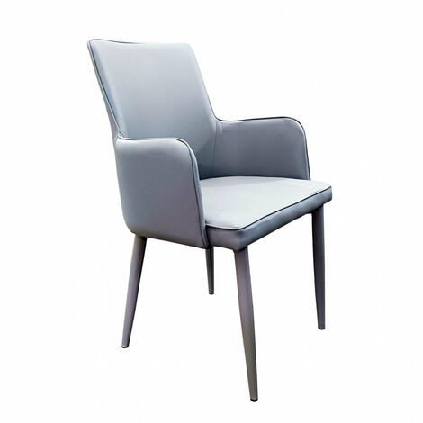 Sedia poltrona da interno in ecopelle con seduta imbottita Francy -  LightGrey