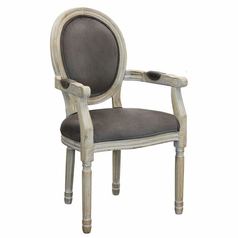 Sedia poltrona da interno in legno ecopelle velluto tessuto con seduta e schienale imbottiti Provenza -  DarkGray - Velluto