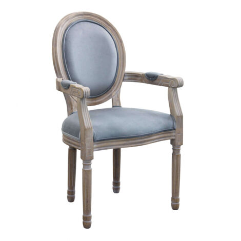Sedia poltrona da interno in legno ecopelle velluto tessuto con seduta e schienale imbottiti Provenza -  Grey - Velluto
