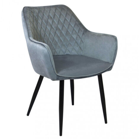 Sedia poltrona design da interno con struttura in metallo e seduta rivestita in velluto Dobby -  Black