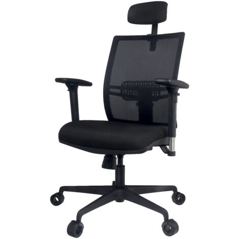 Sedia Poltrona Direzionale da Ufficio 67x67x102-125 cm in ABS e Tessuto Nero