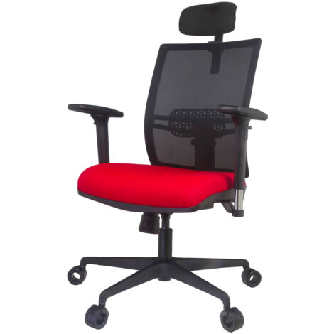 Sedia Poltrona Direzionale da Ufficio 67x67x102-125 cm in ABS e Tessuto Rosso