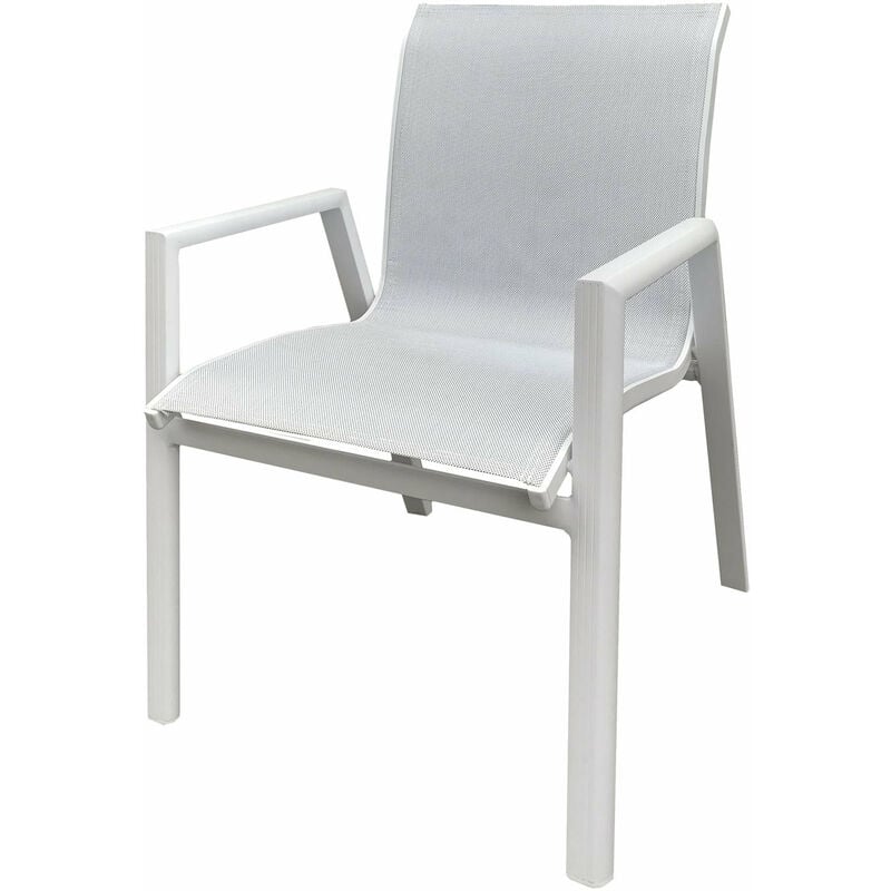 Sedia Poltrona elegante in alluminio bianco e Textilene da giardino esterno Alu White