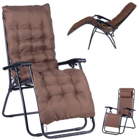 Sedia Poltrona Giardino Con Cuscino Gravita Zero Pieghevole Acciaio Oxford Marrone