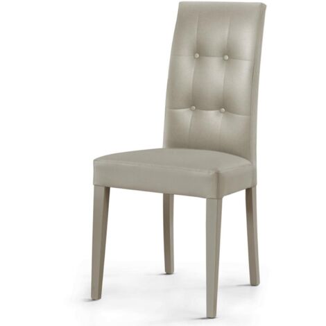 Sedia poltrona imbottita in ecopelle effetto capitonne' DODO set 2 pezzi GRIGIO