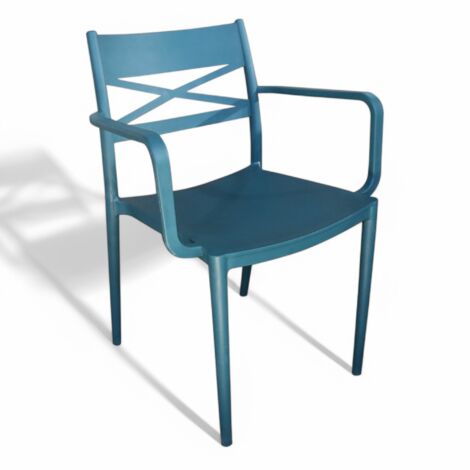 Sedia poltrona impilabile da esterno in resina con schienale ad incrocio Dazie plus -  Blu