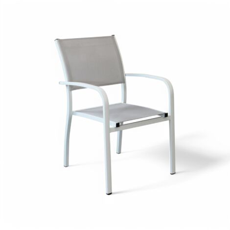 Sedia poltrona in alluminio con braccioli e schienale moderno elegante Peco -  Bianco
