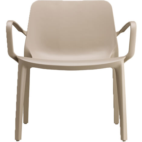 Sedia poltrona Lounge GINEVRA S-C-A-B  Interno ed Esterno con braccioli tortora Impilabile in Tecnopolimero Rinforzato con Fibra di Vetro Made in Italy